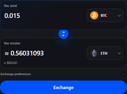 GlobalSwap Step 1 pair and amount screen